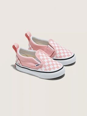 VANS Toddler Classic Slip-On V Checkerboard Shoe, POWDER PINK, 5T